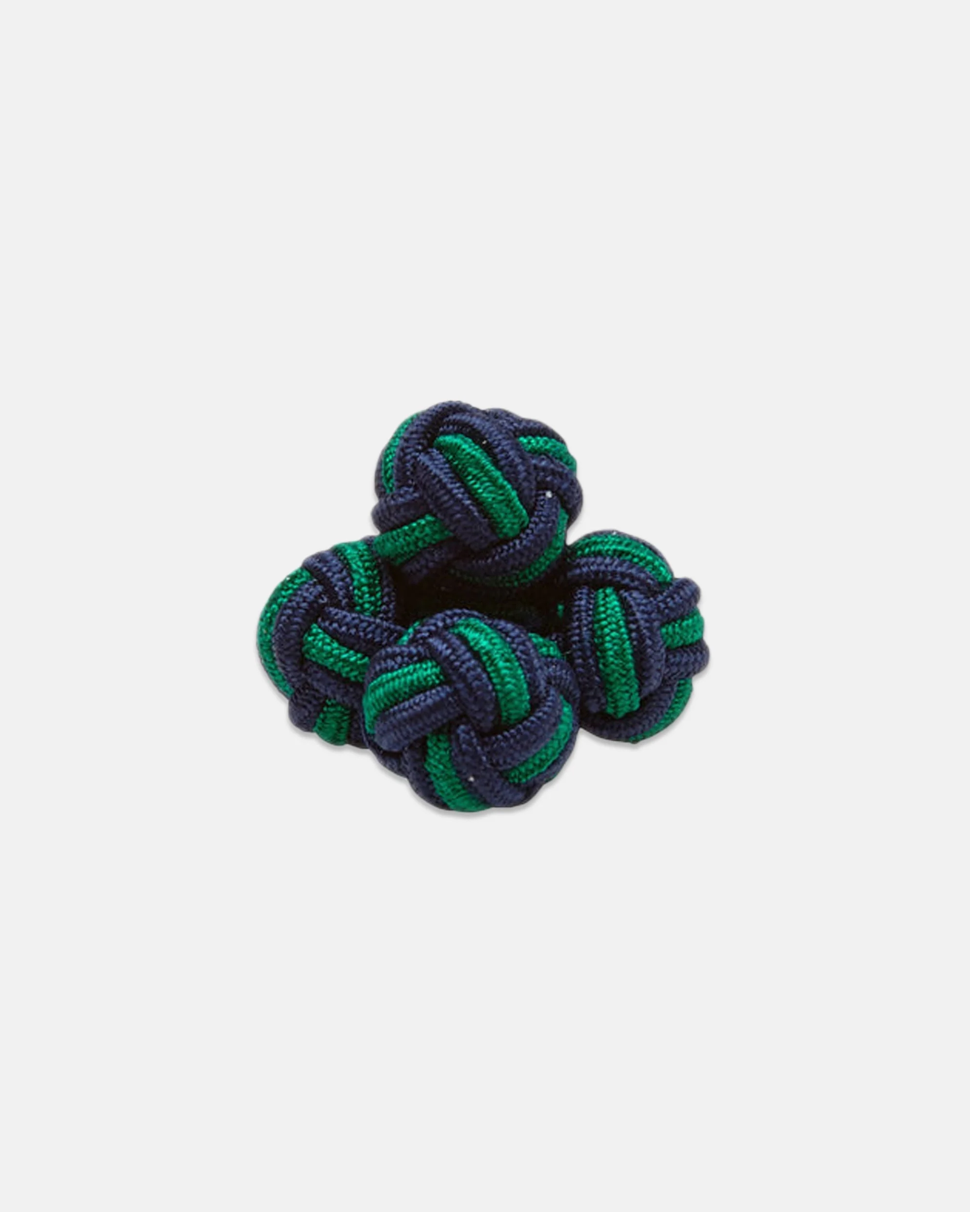 NAVY & GREEN MONKEY'S FIST SILK KNOT CUFFLINKS - 1