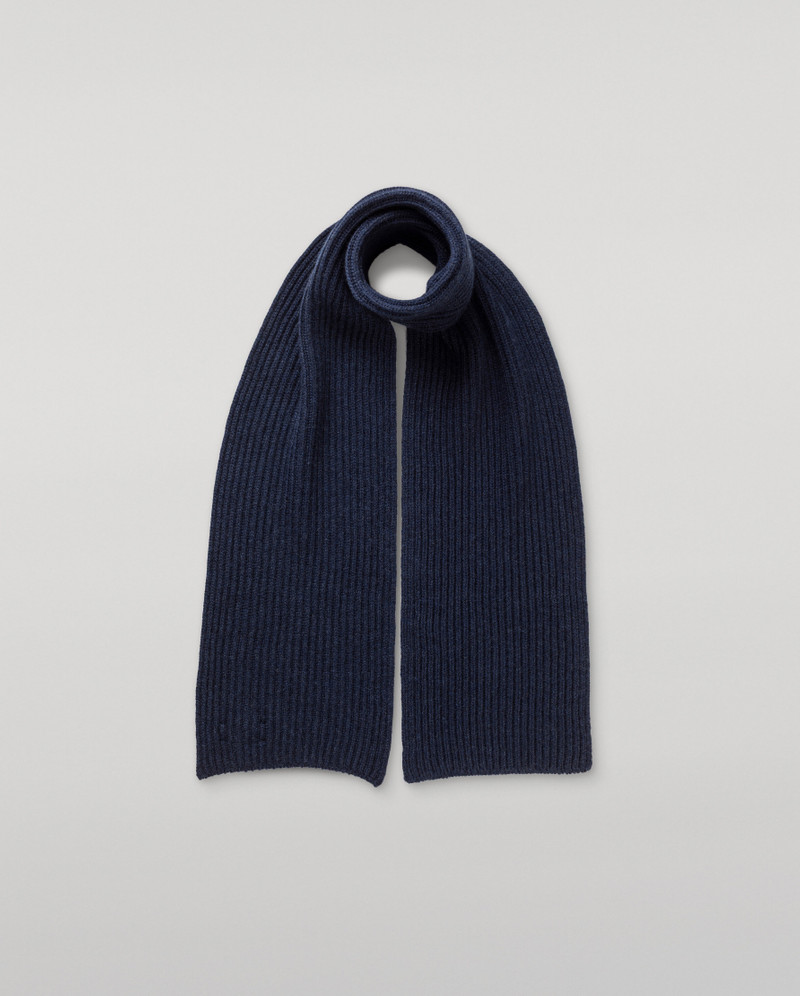 Lovat Navy Ribbed Cashmere Scarf 1
