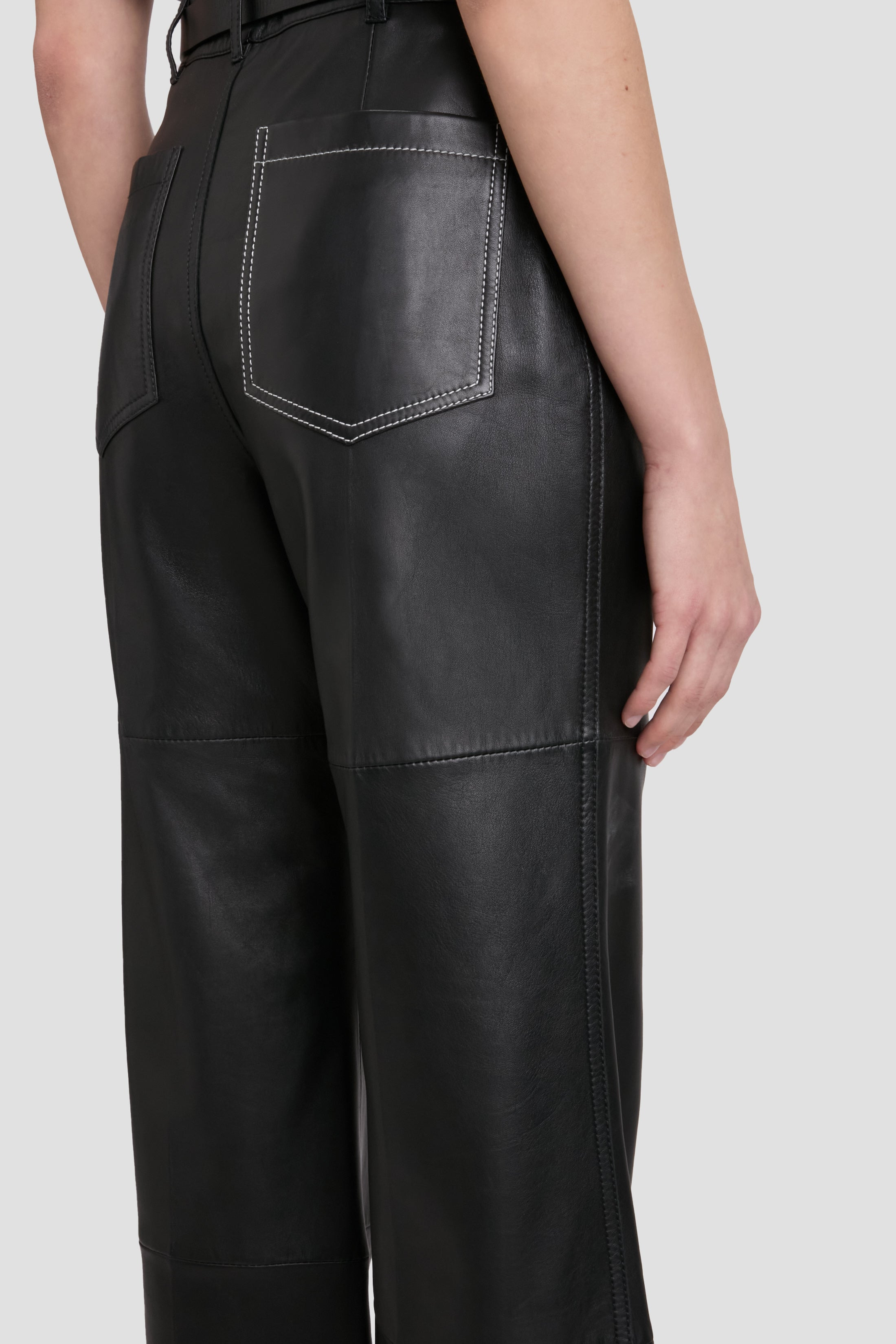 Alina High Waisted Trouser In Soft Black Leather - 5