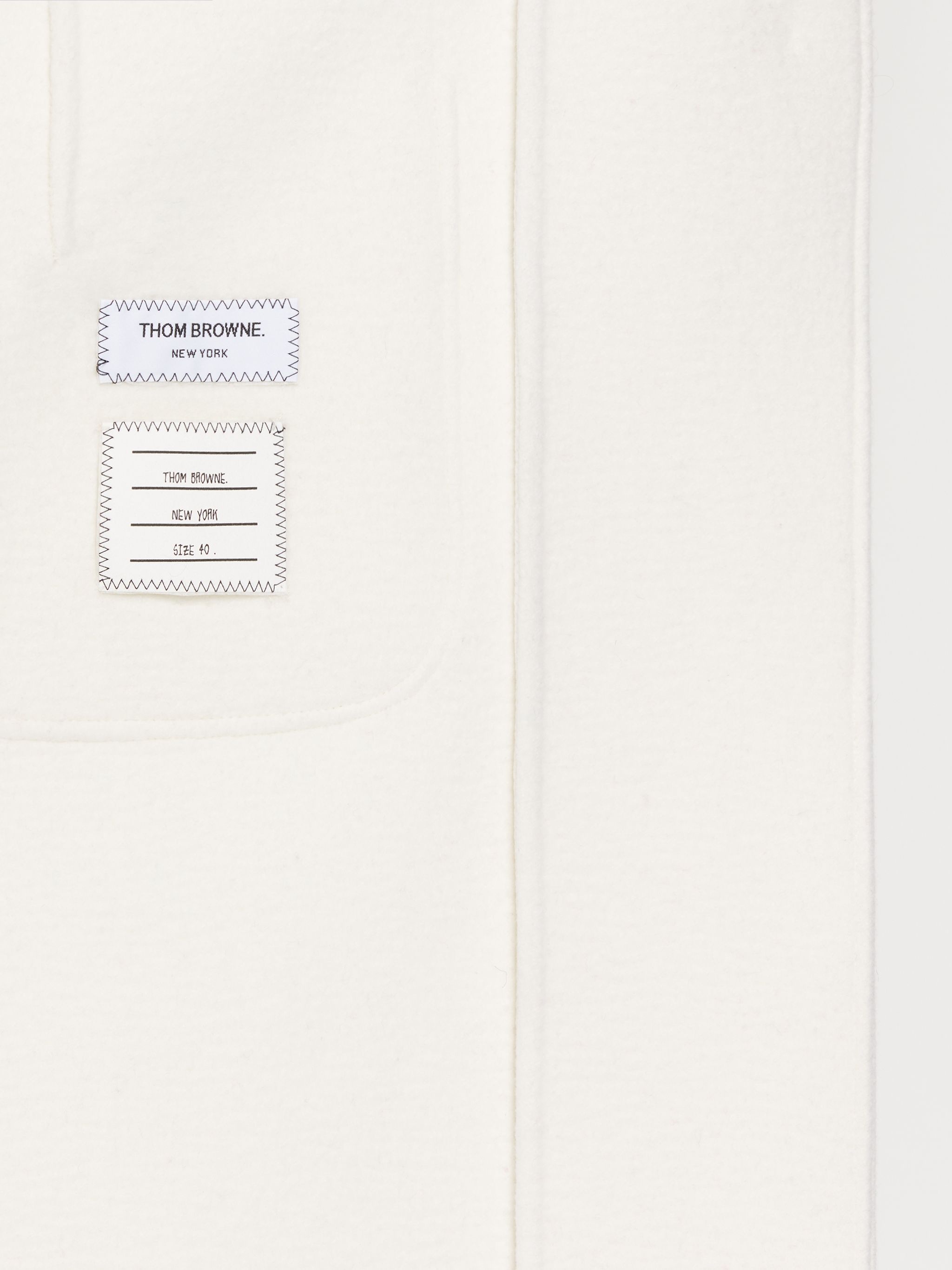 White Felted Wool Cashmere Engineered Stripe Unconstructed Elongated Sack Overcoat - 6