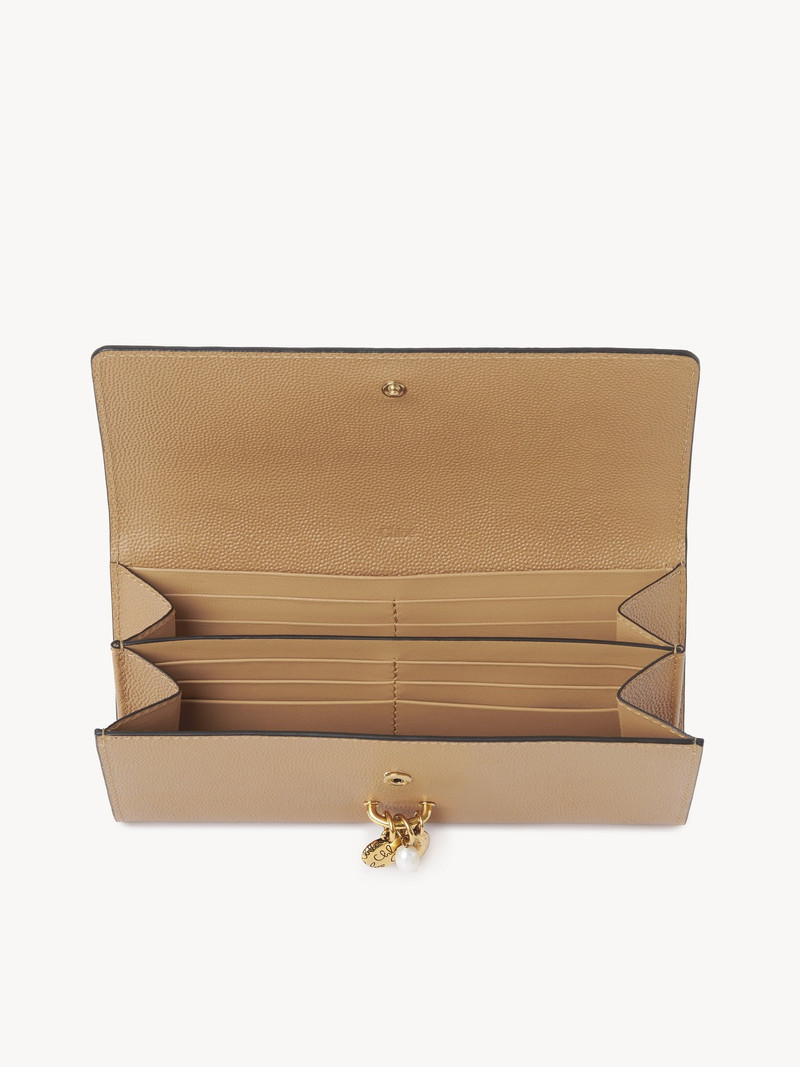 CHLOÉ CHARMS LONG WALLET WITH FLAP IN GRAINED LEATHER 4