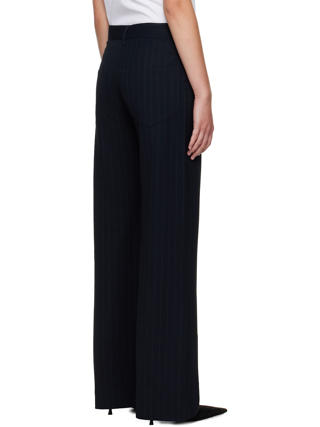Navy Pinstripe Trousers - 3