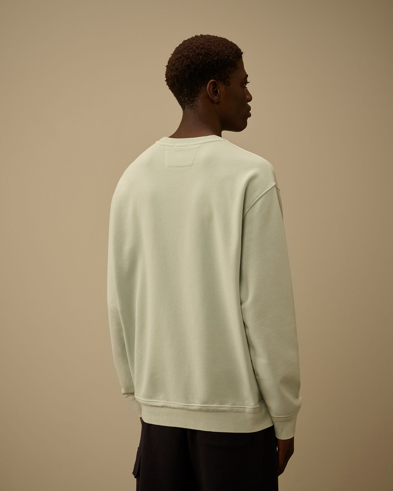 Cotton Diagonal Fleece Resist Dyed Crewneck Logo Sweatshirt 4