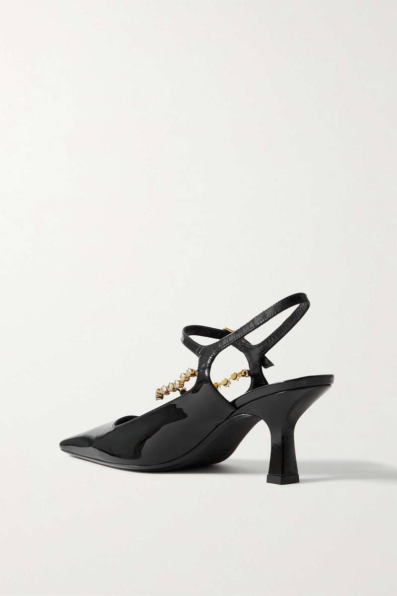 Sidney crystal-embellished patent-leather slingback pumps 3