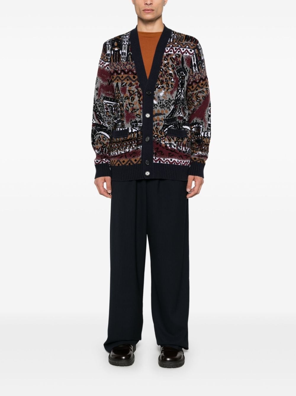 patterned-jacquard cardigan - 2