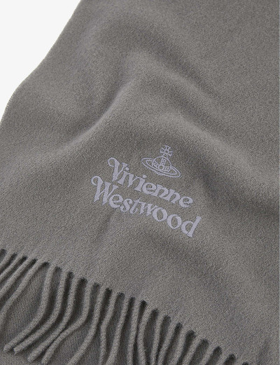Vivienne Westwood Brand-embroidered fringed-trim scarf outlook