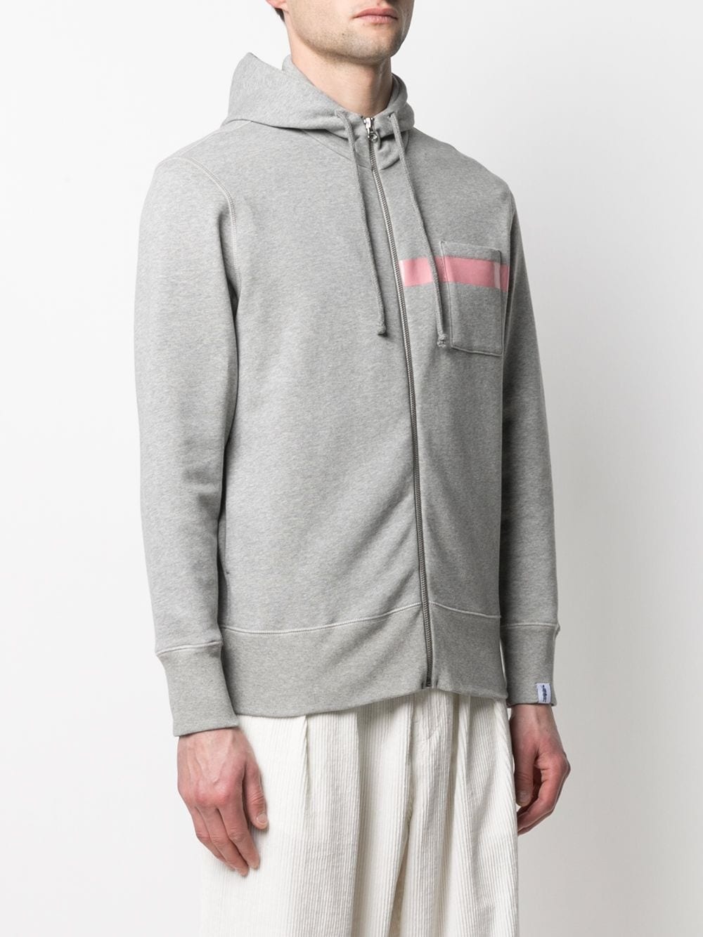 horizontal-stripe zip-up hoodie - 3