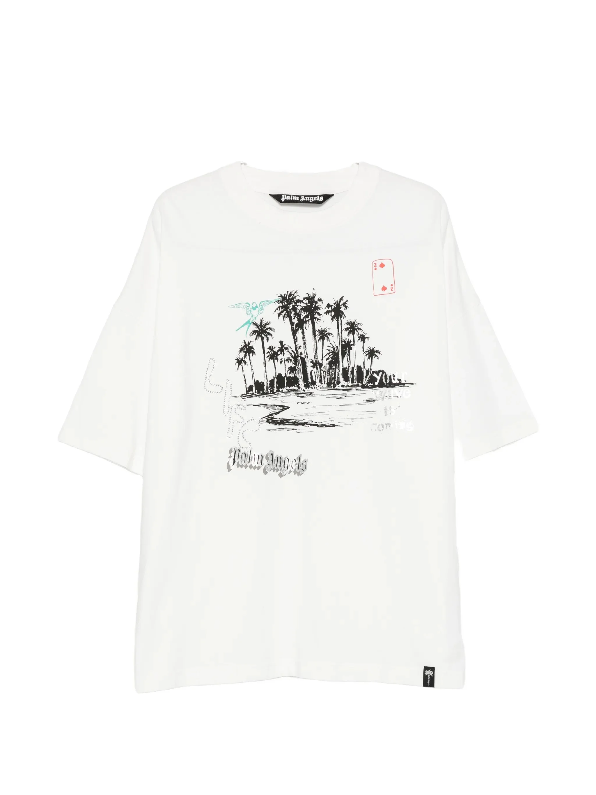 Palm Angels Graphic-print Rhinestone-embellished T-shirt - 1