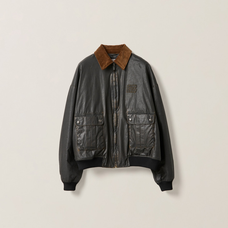 Resin-finish poplin bomber jacket 1