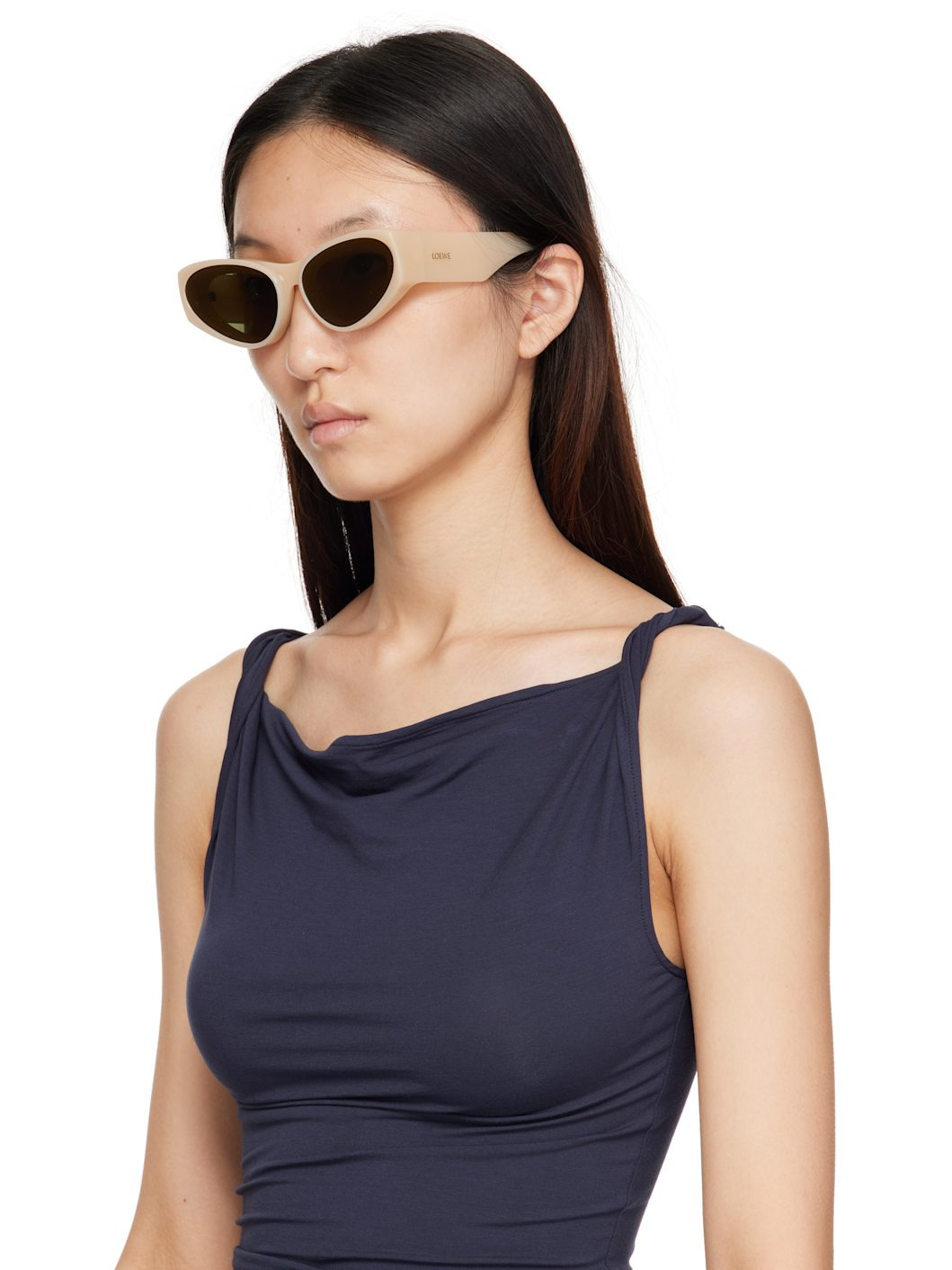 Beige Front Lenses Cateye Sunglasses - 4