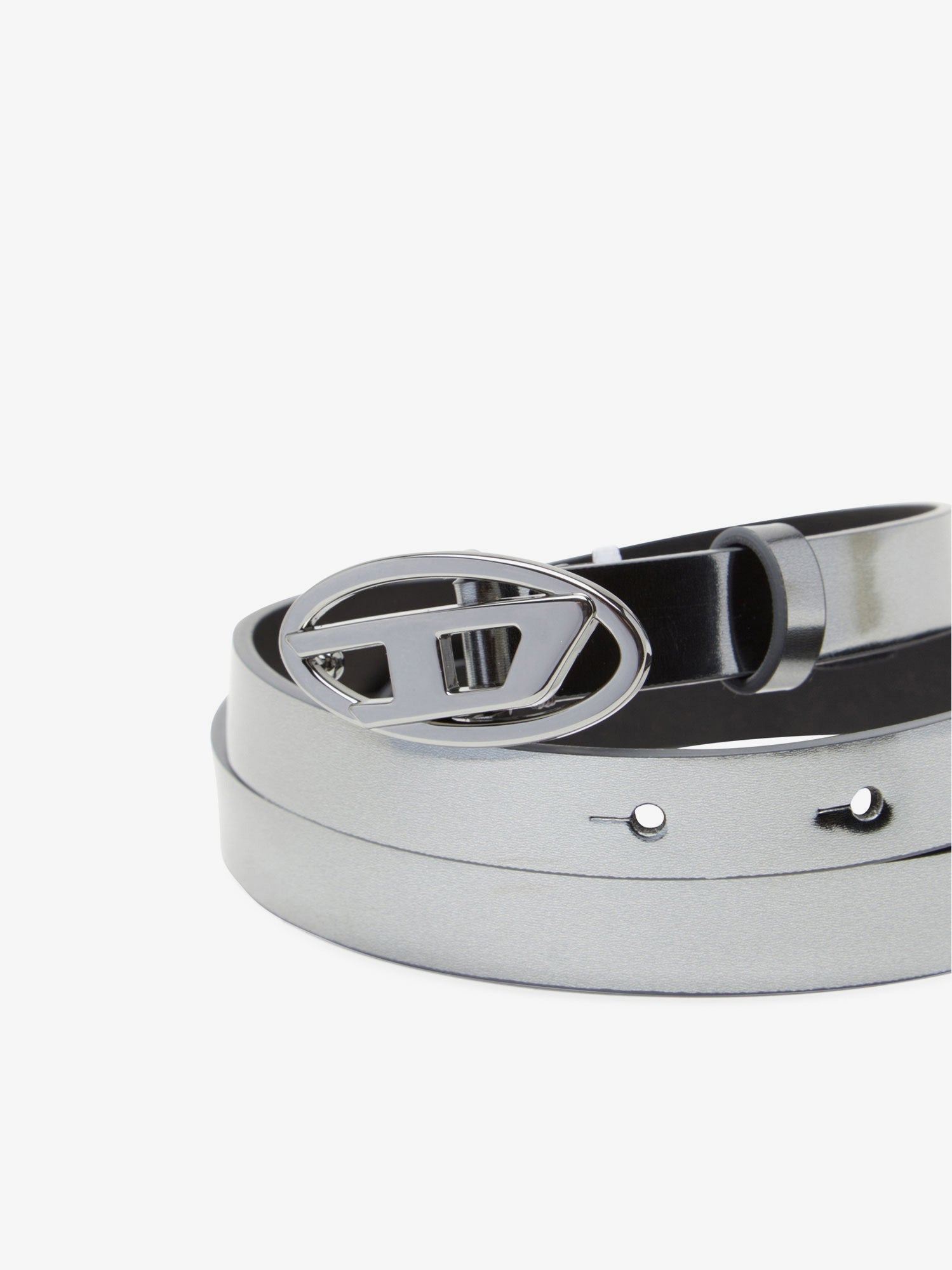 Diesel Silver Leather Belt - 3