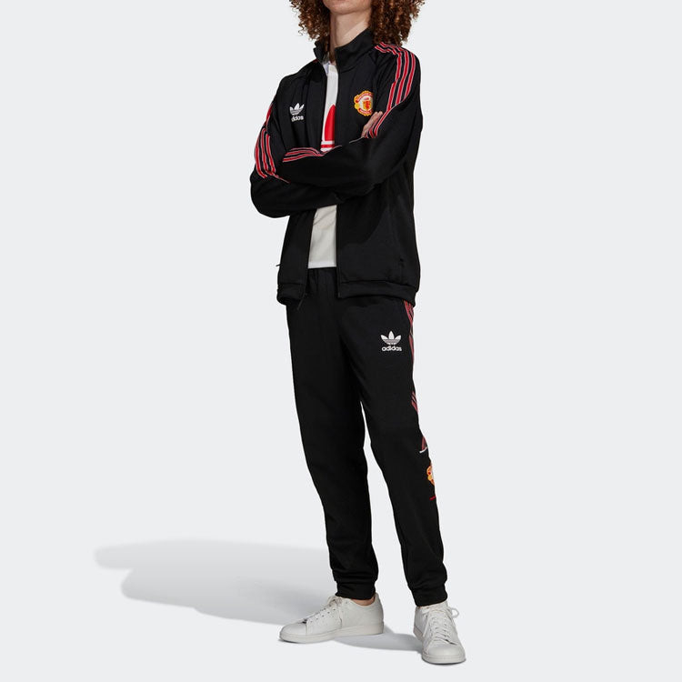 Men's adidas originals SS22 Manchester United Casual Stripe Printing Bundle Feet Sports Pants/Trouse - 3