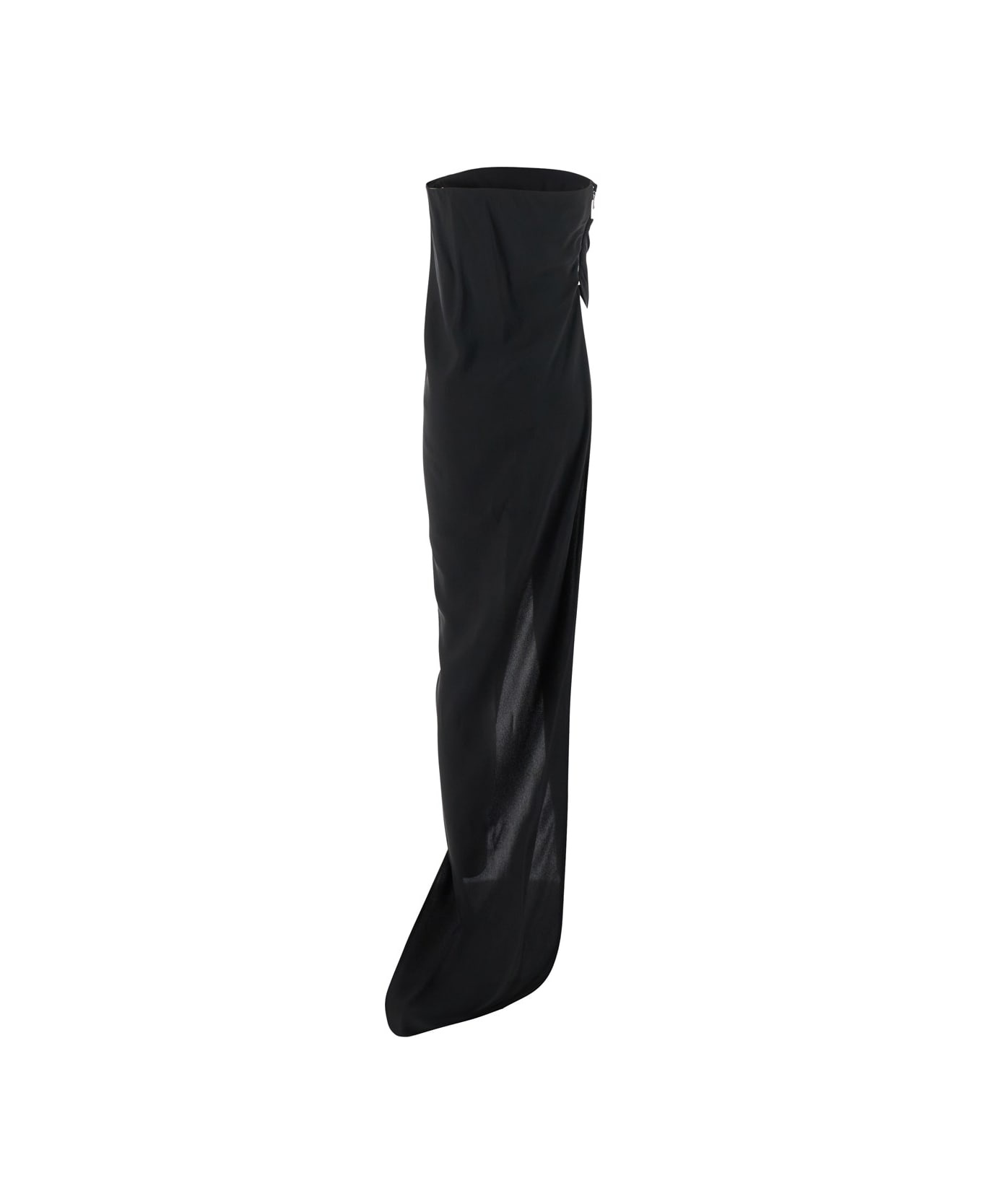 'lido' Black Long Dress With Straight Neckline And Asymmetric Design In Viscose Blend Woman - 2