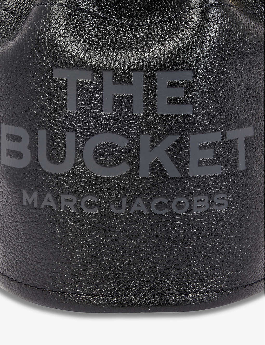 Logo-embossed leather bucket bag - 5