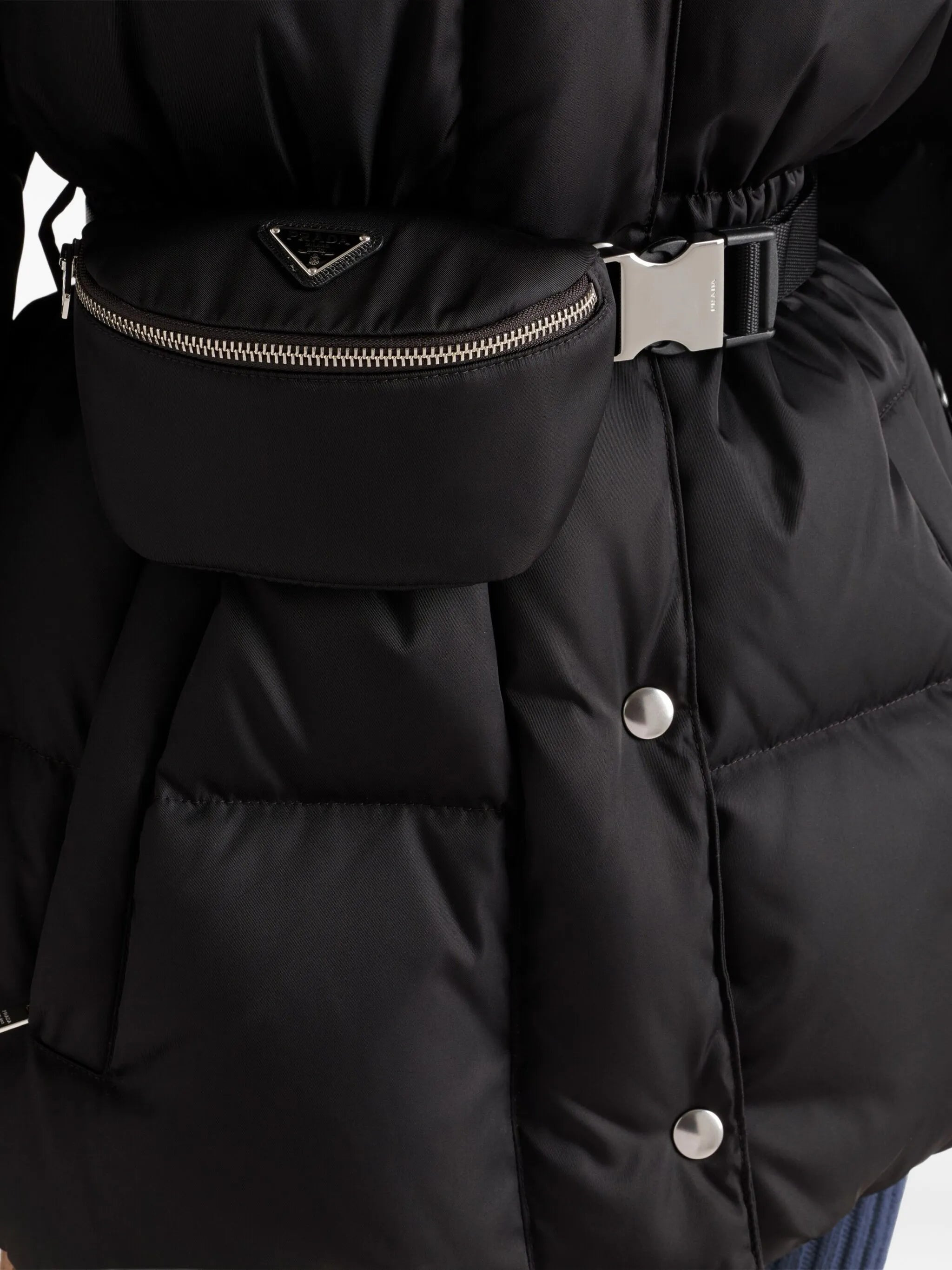 hooded belted down jacket - 5