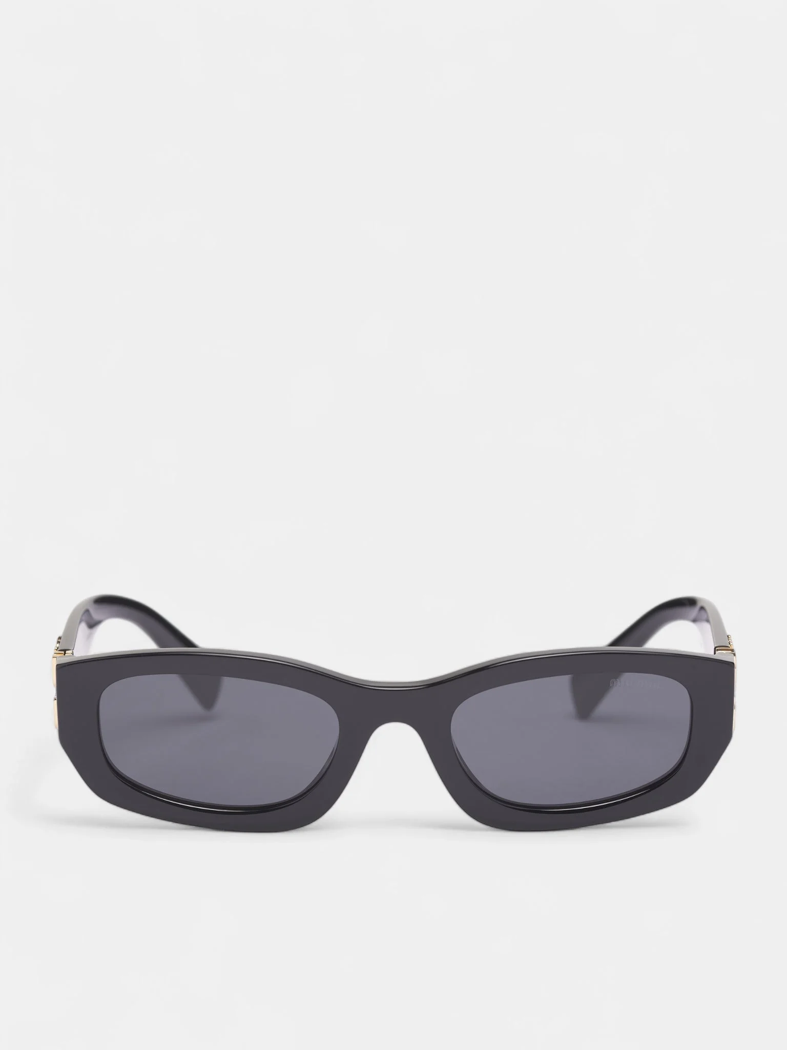 Black Glossy Rectangular Sunglasses - 1