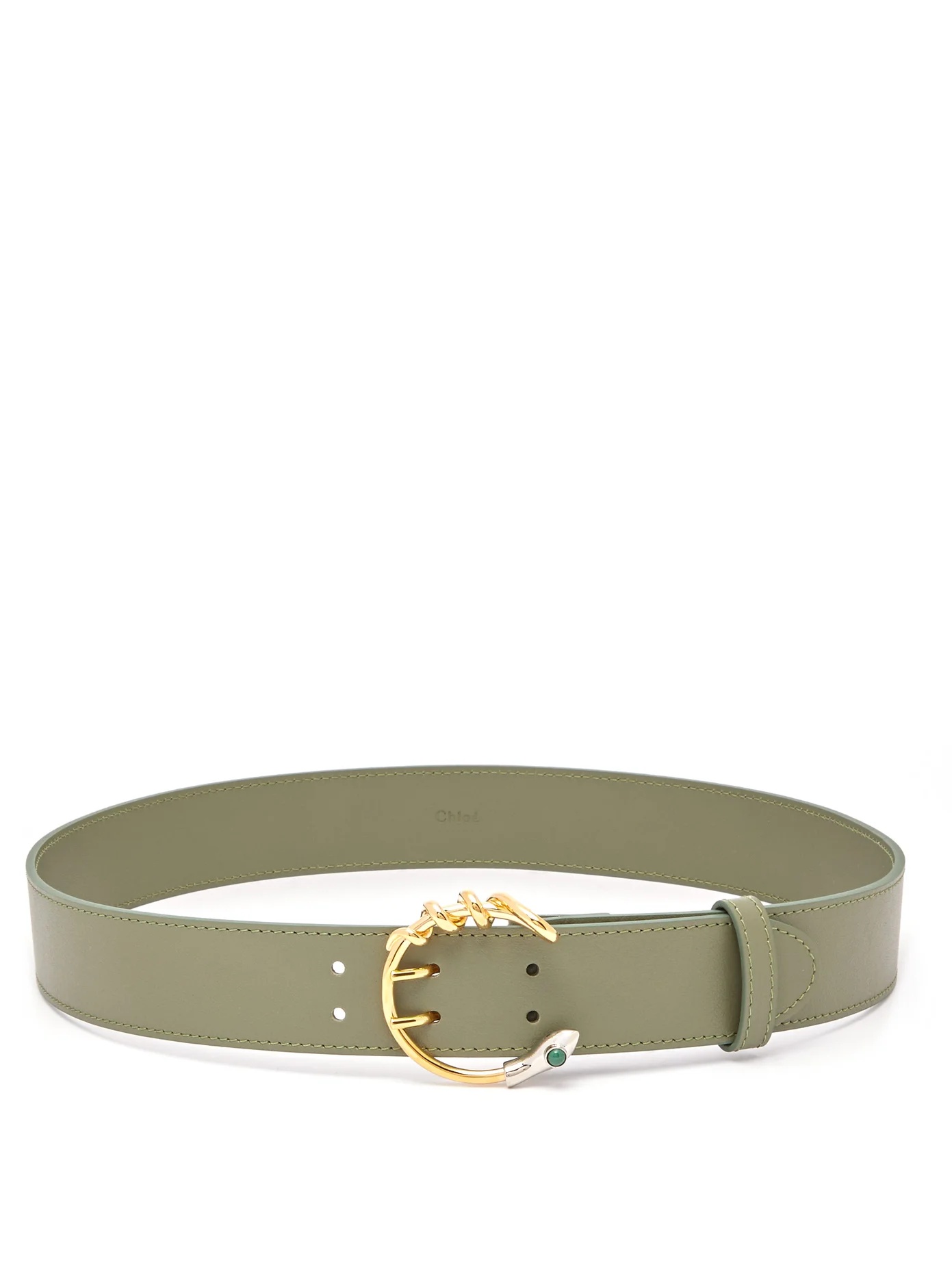 Snake C-buckle leather waist belt - 4