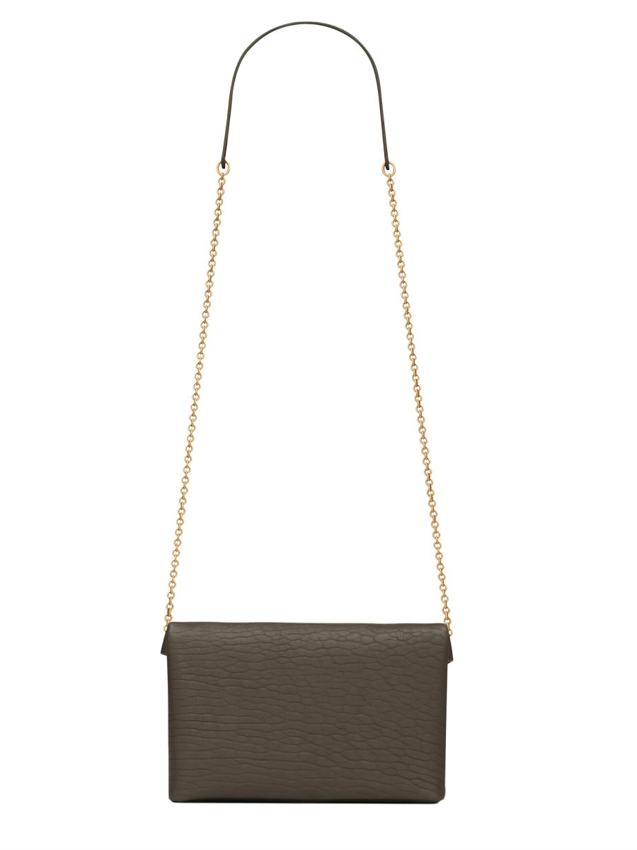 LEATHER CLUTCH BAG WITH CHAIN CASSANDRE - 2