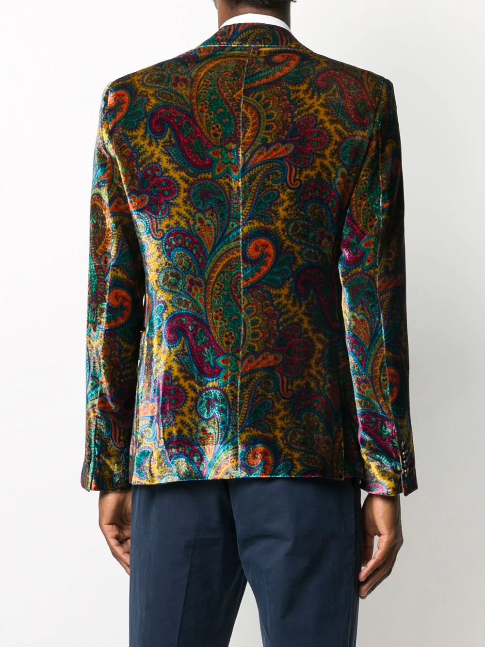 paisley-print velvet blazer - 4