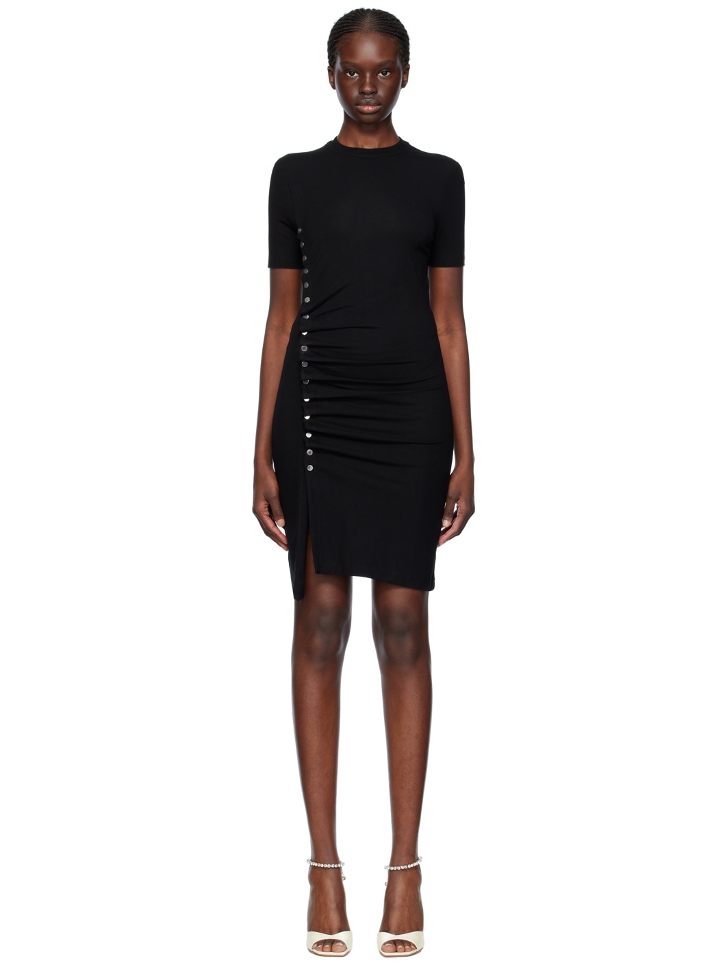 Black Draped Minidress - 1