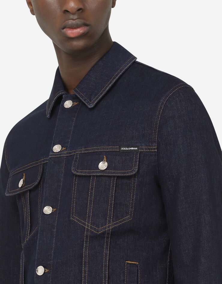 Blue stretch denim jacket with DG logo - 4