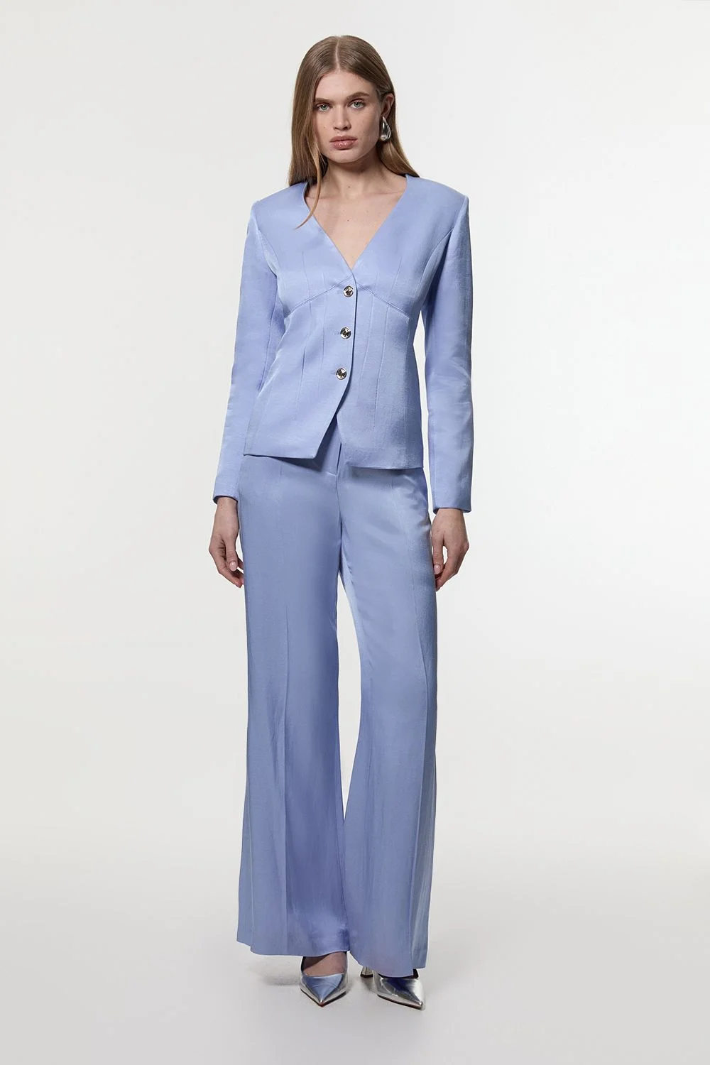 Premium Viscose Linen Tailored Wide Leg Trouser - 1