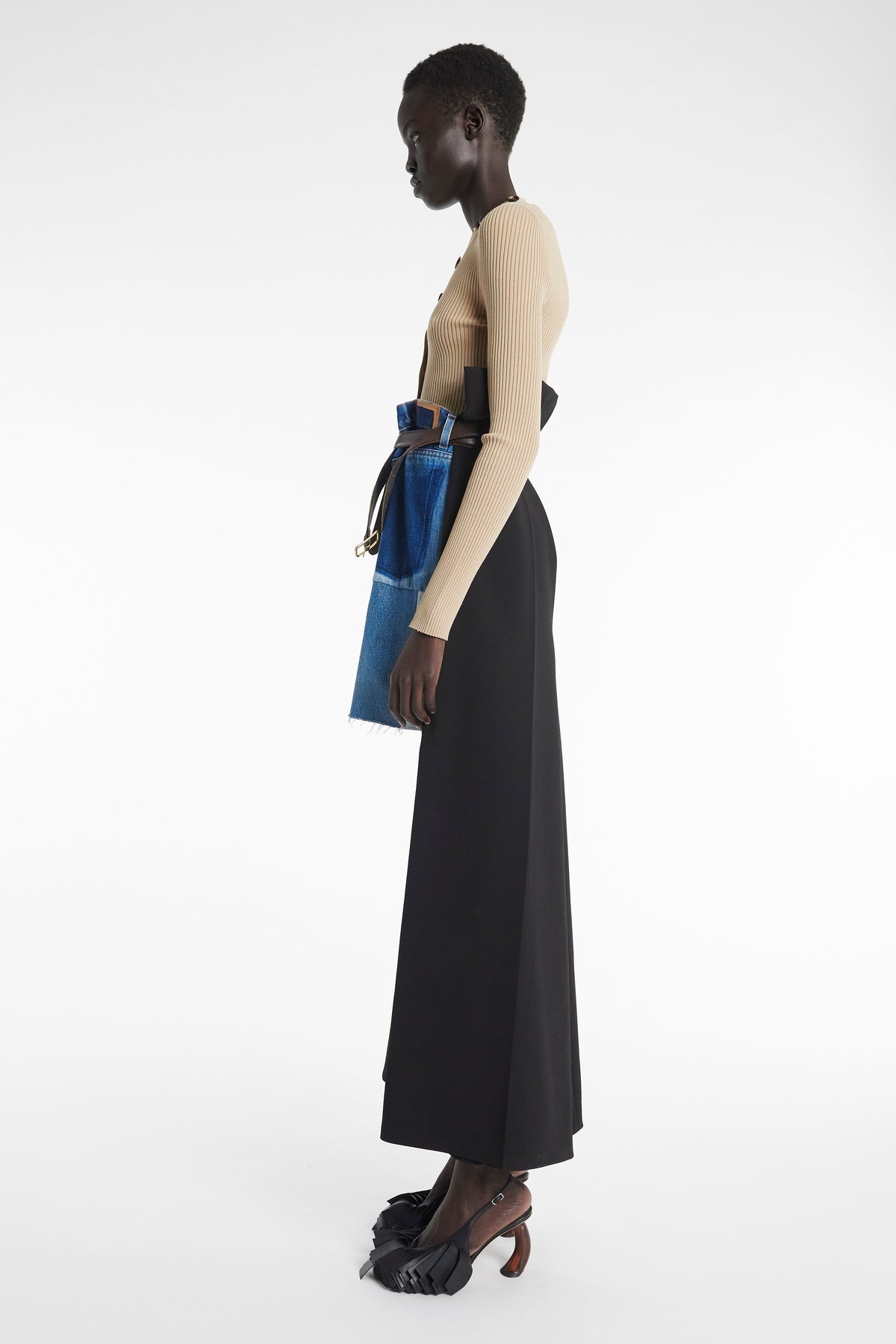 UPCYCLED DENIM SKIRT WITH PANT DETAIL BLUE - 2