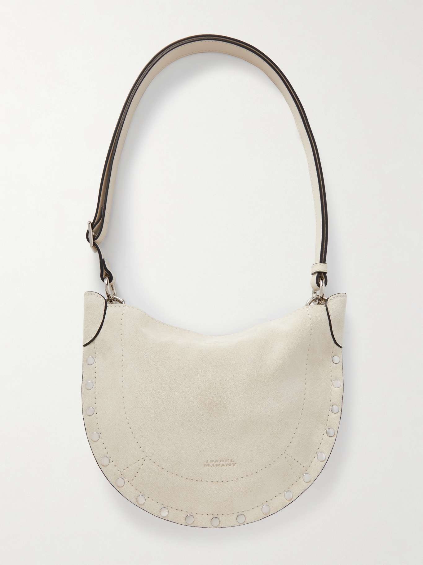 Mini Moon stud-embellished suede shoulder bag - 1