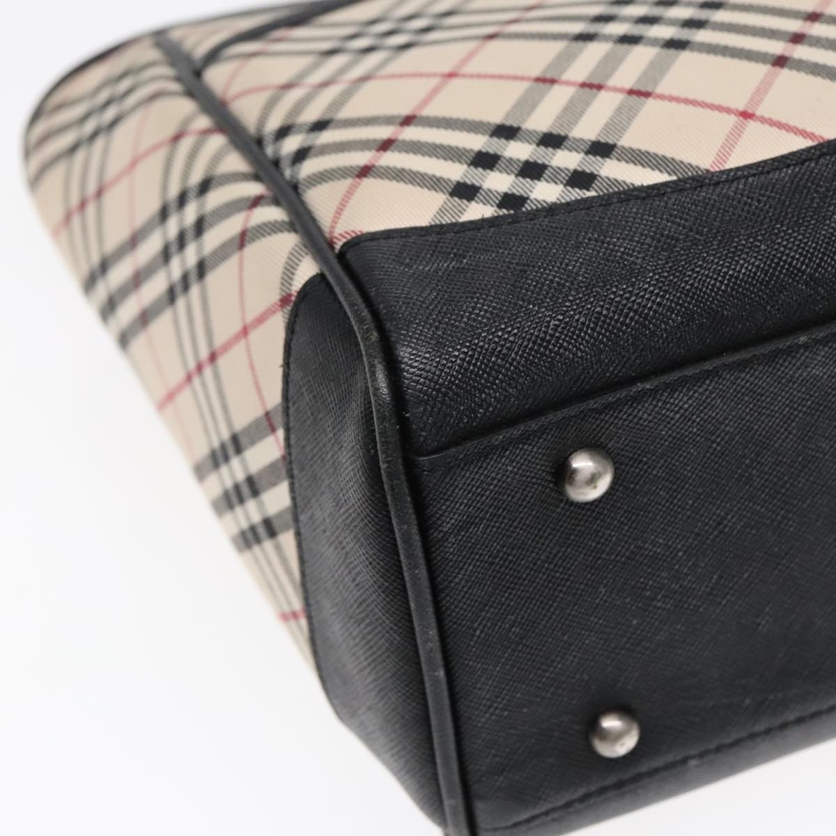 Burberry Nova Check Hand Bag Canvas Beige Black - 16
