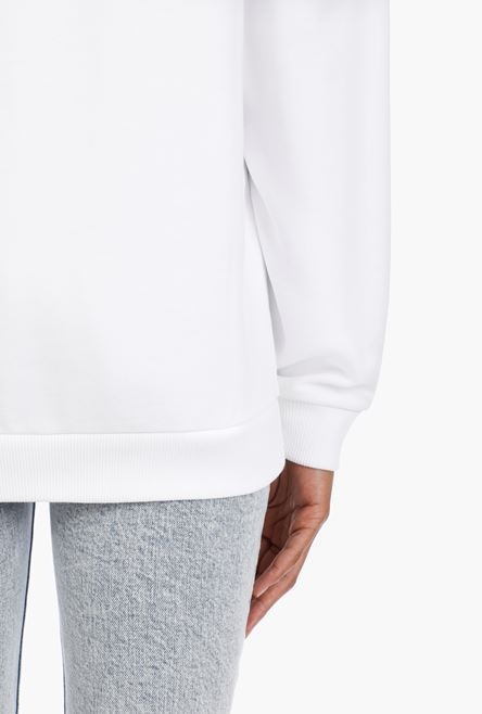 White cotton sweatshirt with pink Balmain logo - 9