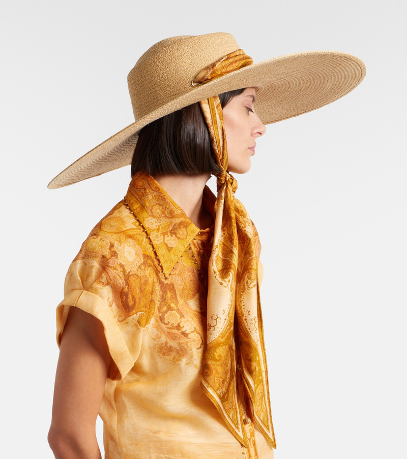 Zimmermann Silk-trimmed raffia hat outlook