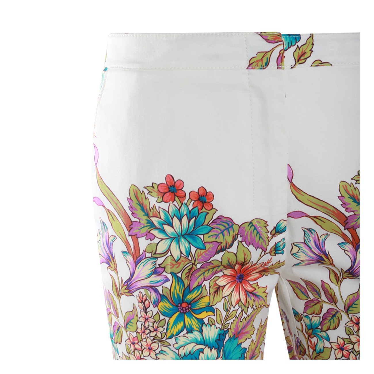 white multicolour cotton blend trousers - 3