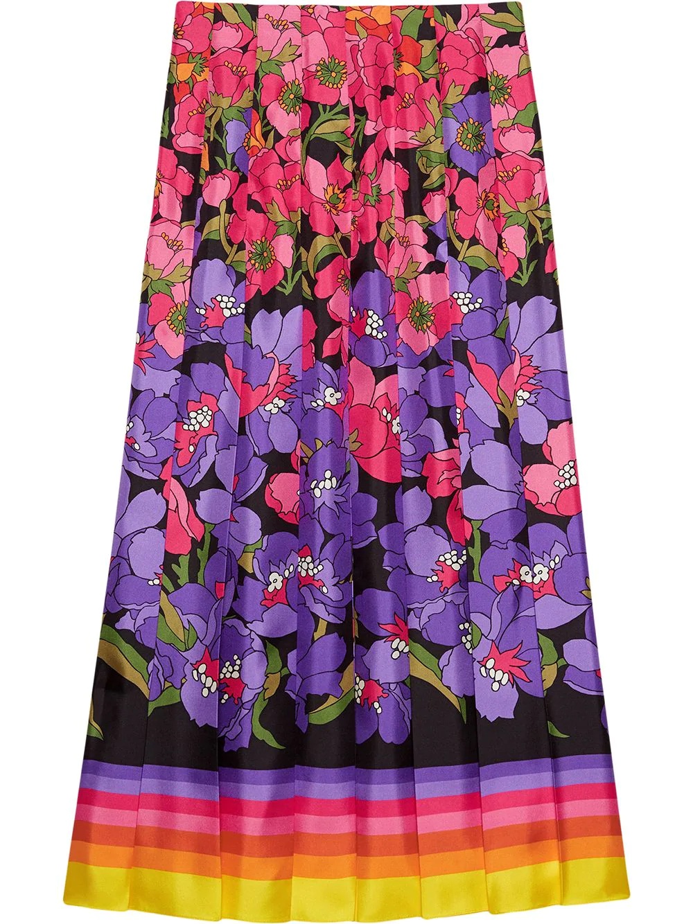 Degradé flowers silk twill skirt - 2