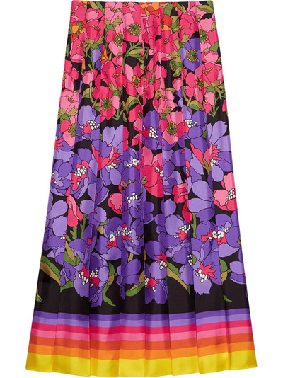 GUCCI Degradé flowers silk twill skirt outlook