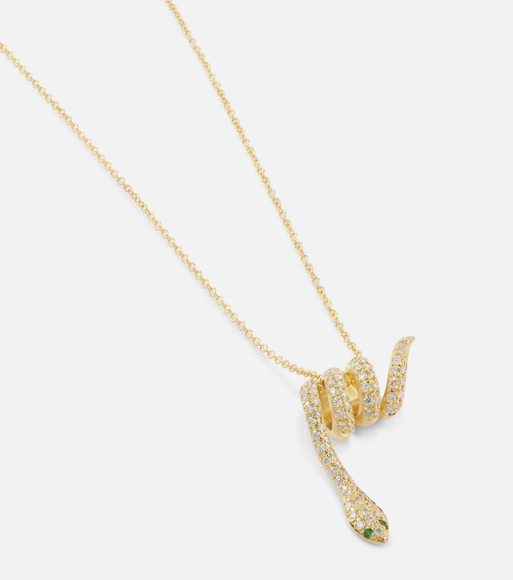 Convolute Snake 18kt gold necklace with gemstones - 6