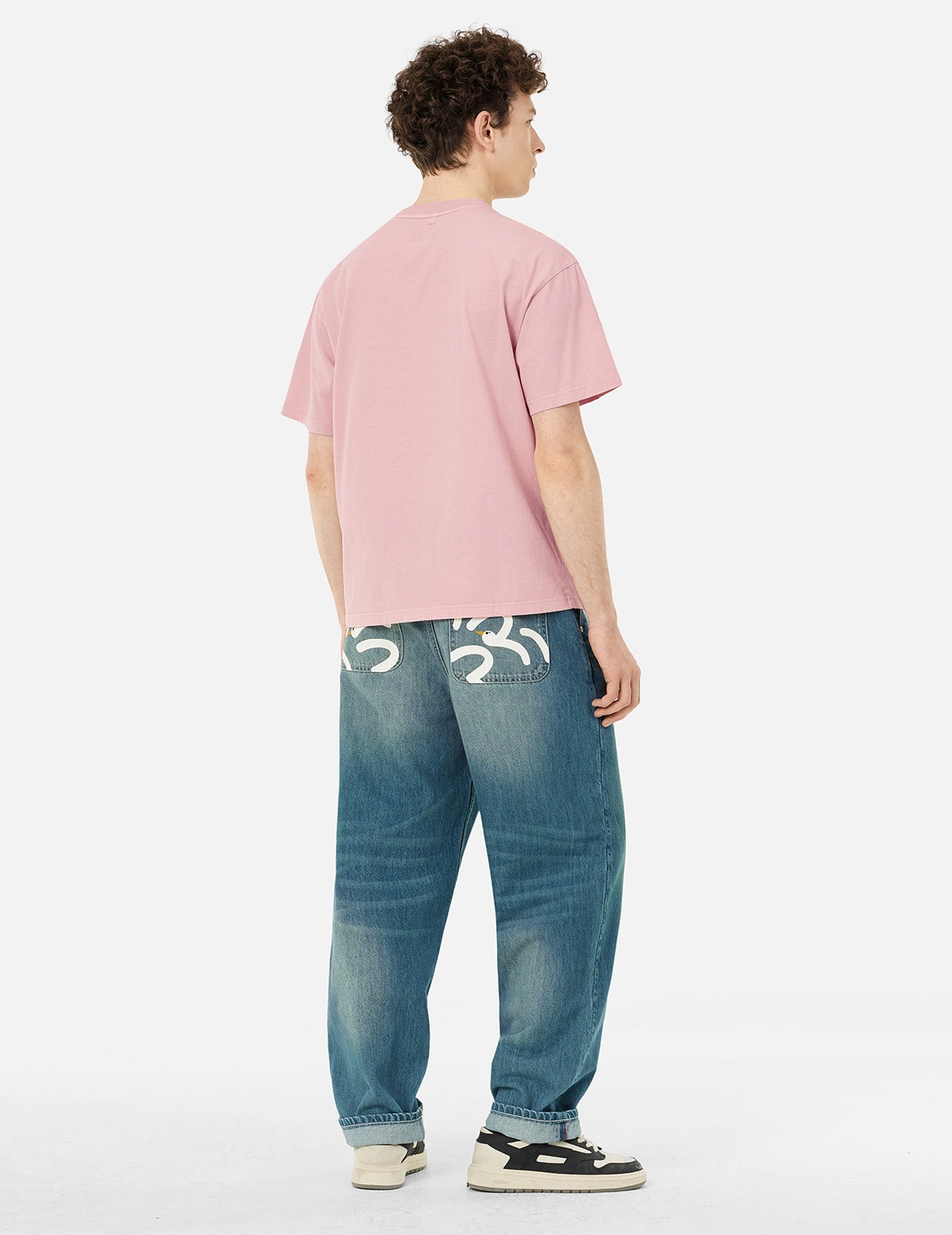 Seagull Embroidery Stitching Pocket Relax Fit T-Shirt - 4