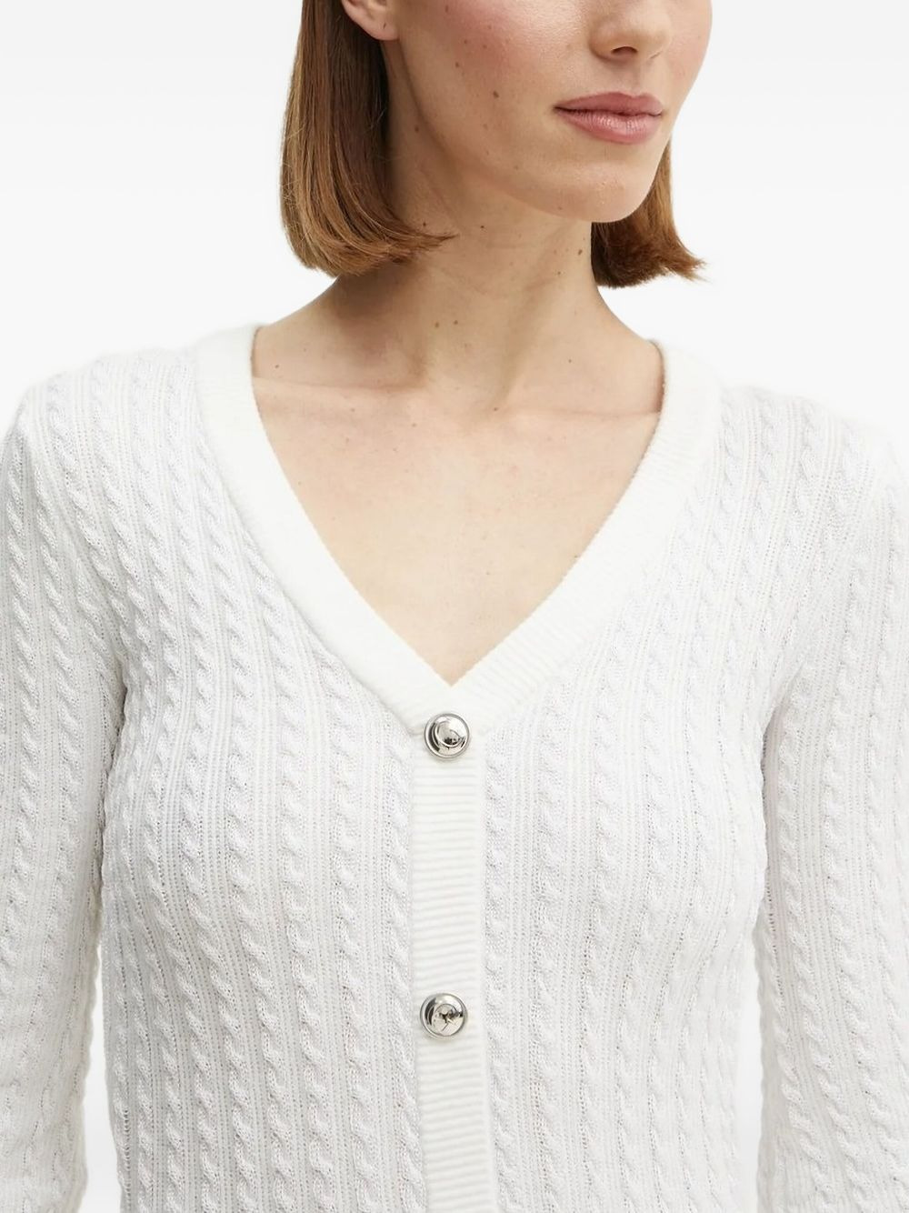 cable-knit button-front mini dress - 3