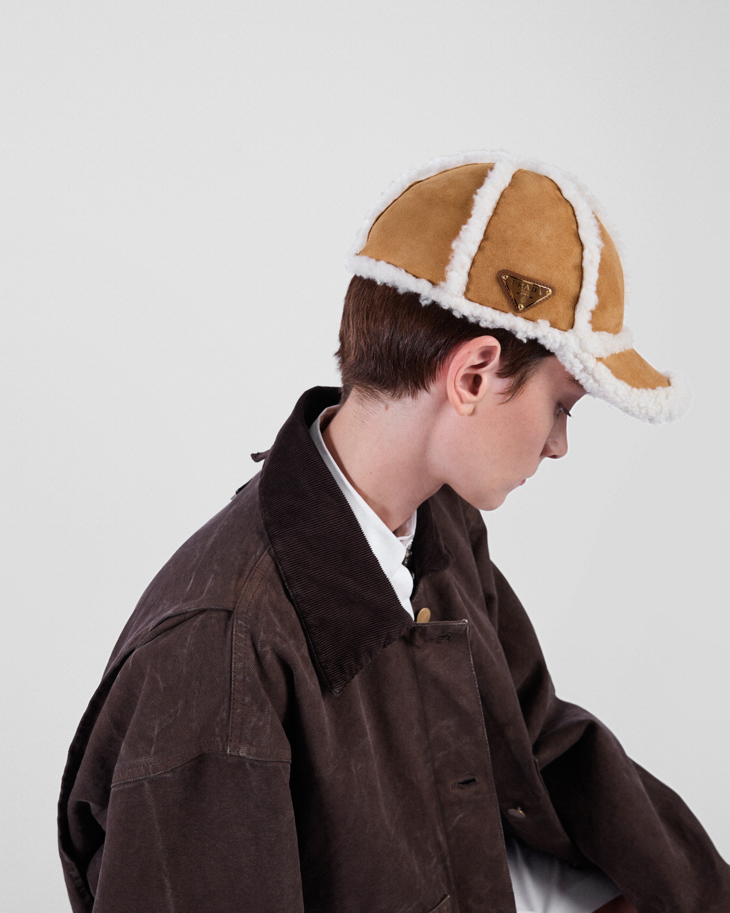 Suede shearling baseball cap - 2