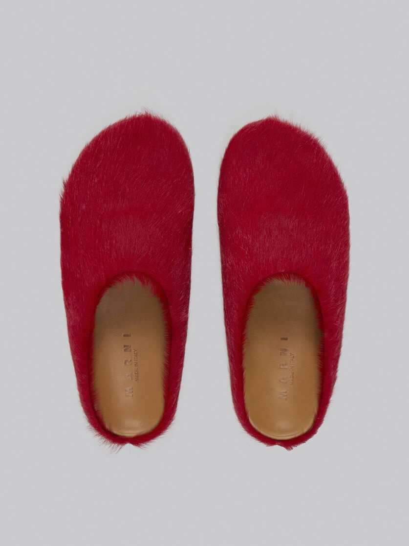 RED LONG HAIR CALFSKIN FUSSBETT SABOT - 4