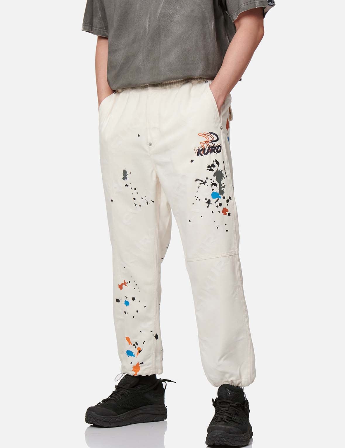 Paint Splash Print Monogram Denim Pants - 7