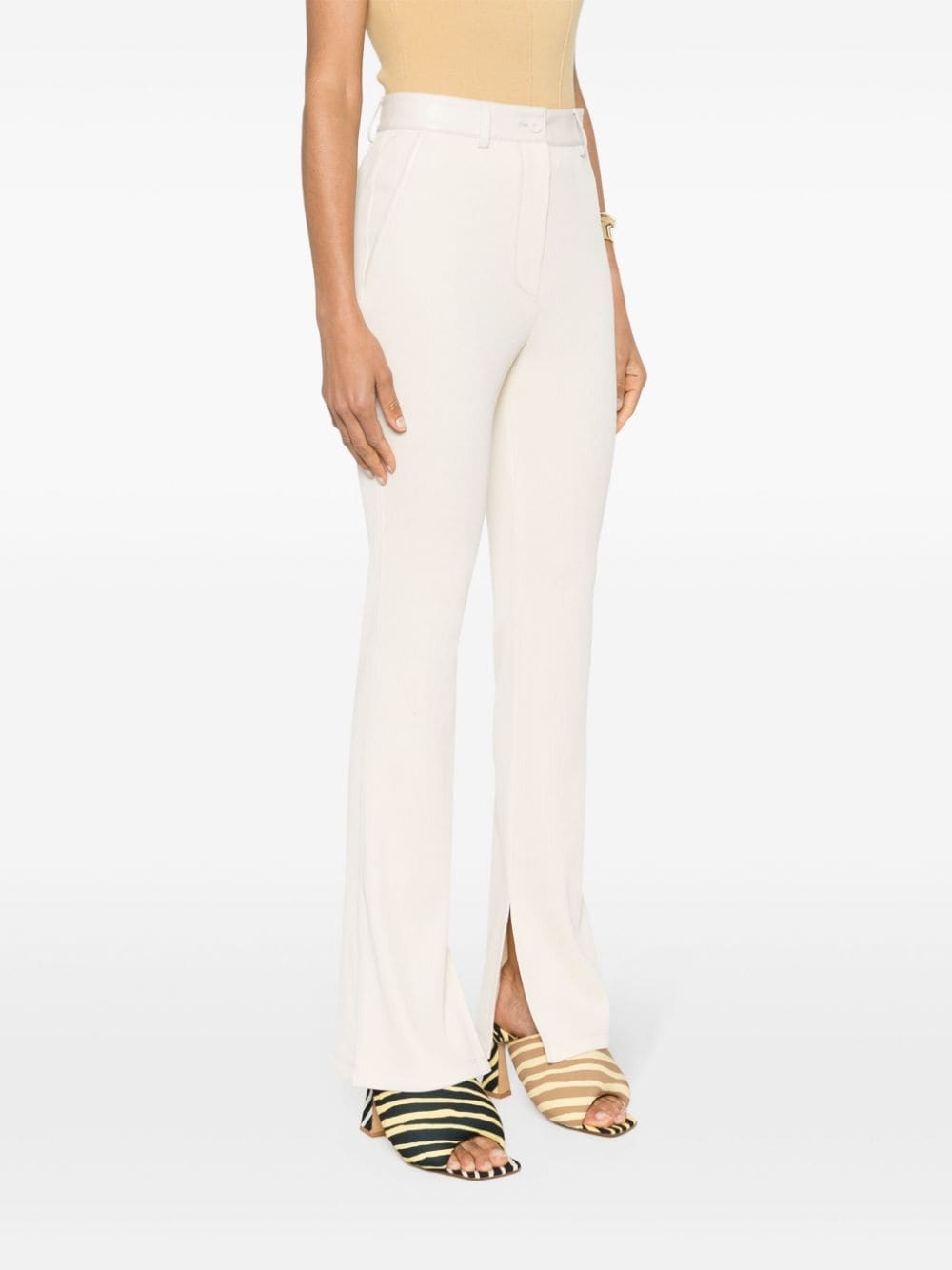 fine-ribbed bootcut trousers - 3