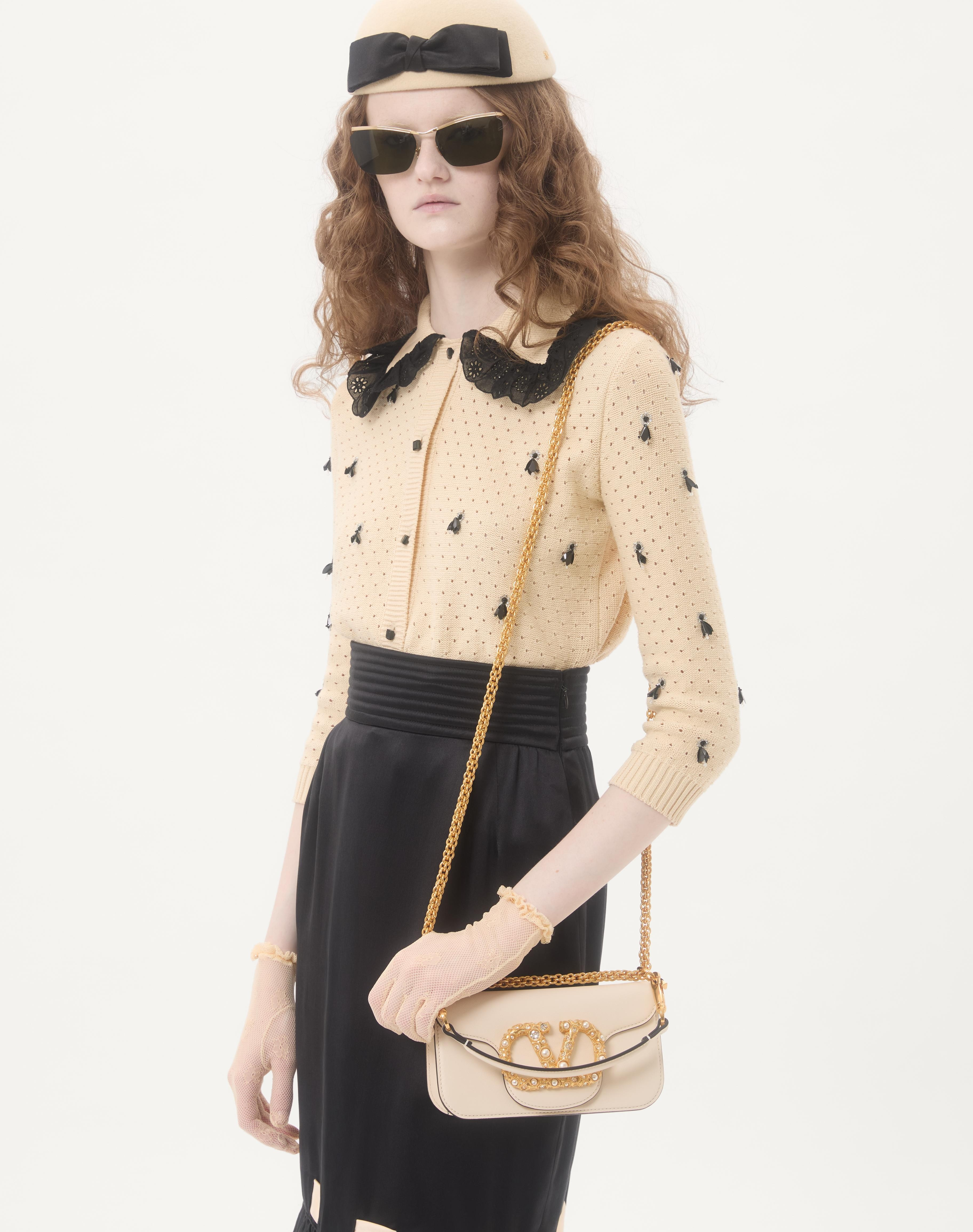 VALENTINO GARAVANI LOCÒ SMALL SHOULDER BAG IN CALFSKIN WITH JEWEL LOGO - 7