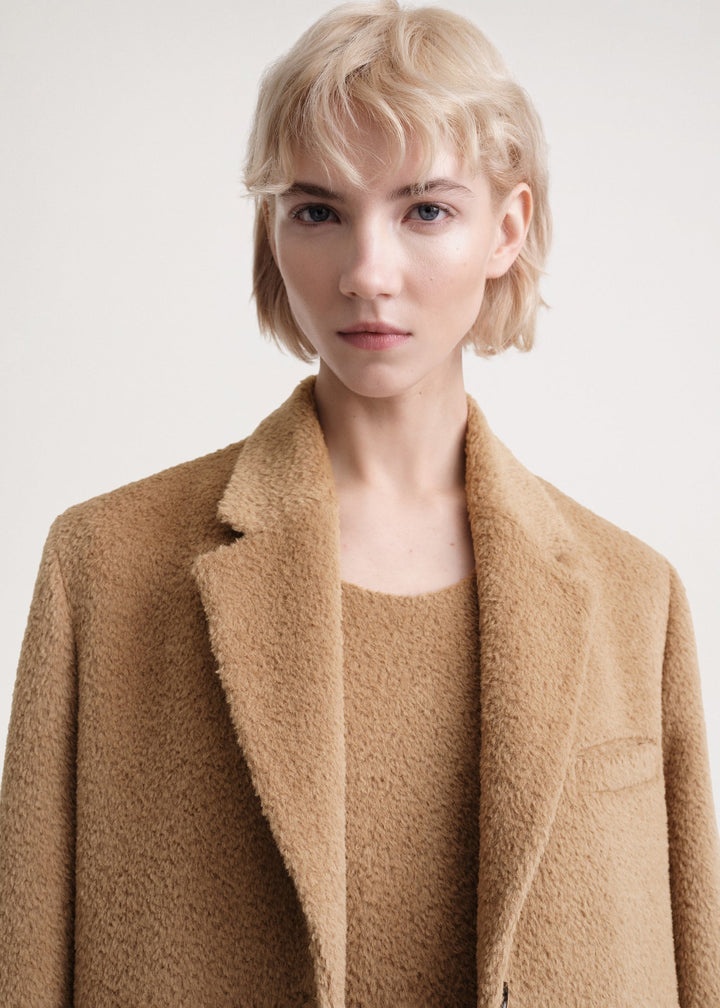 Tailored wool-teddy coat chestnut - 5