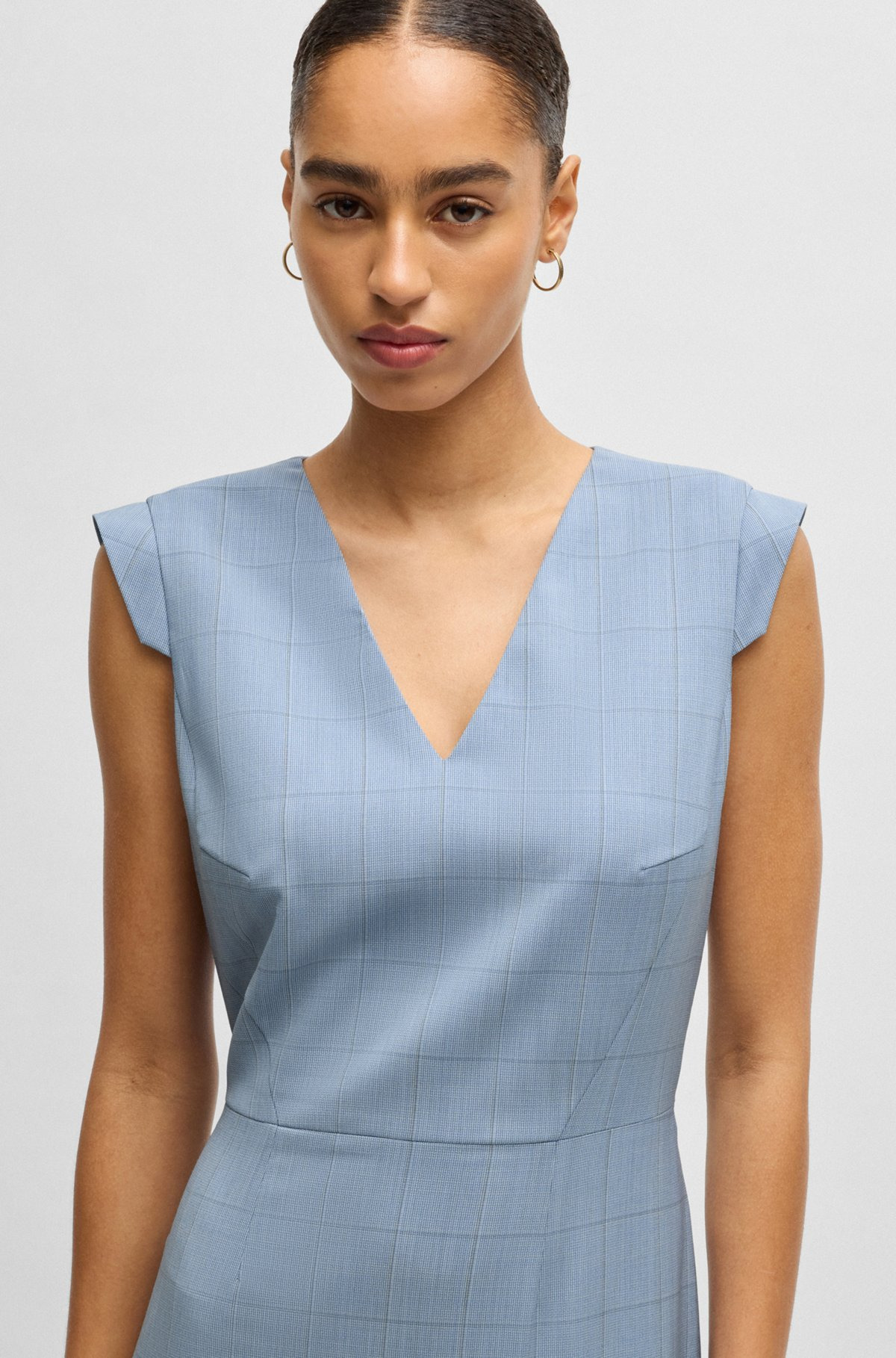 BODYCON BUSINESS DRESS IN CHECKED WOOL - 5