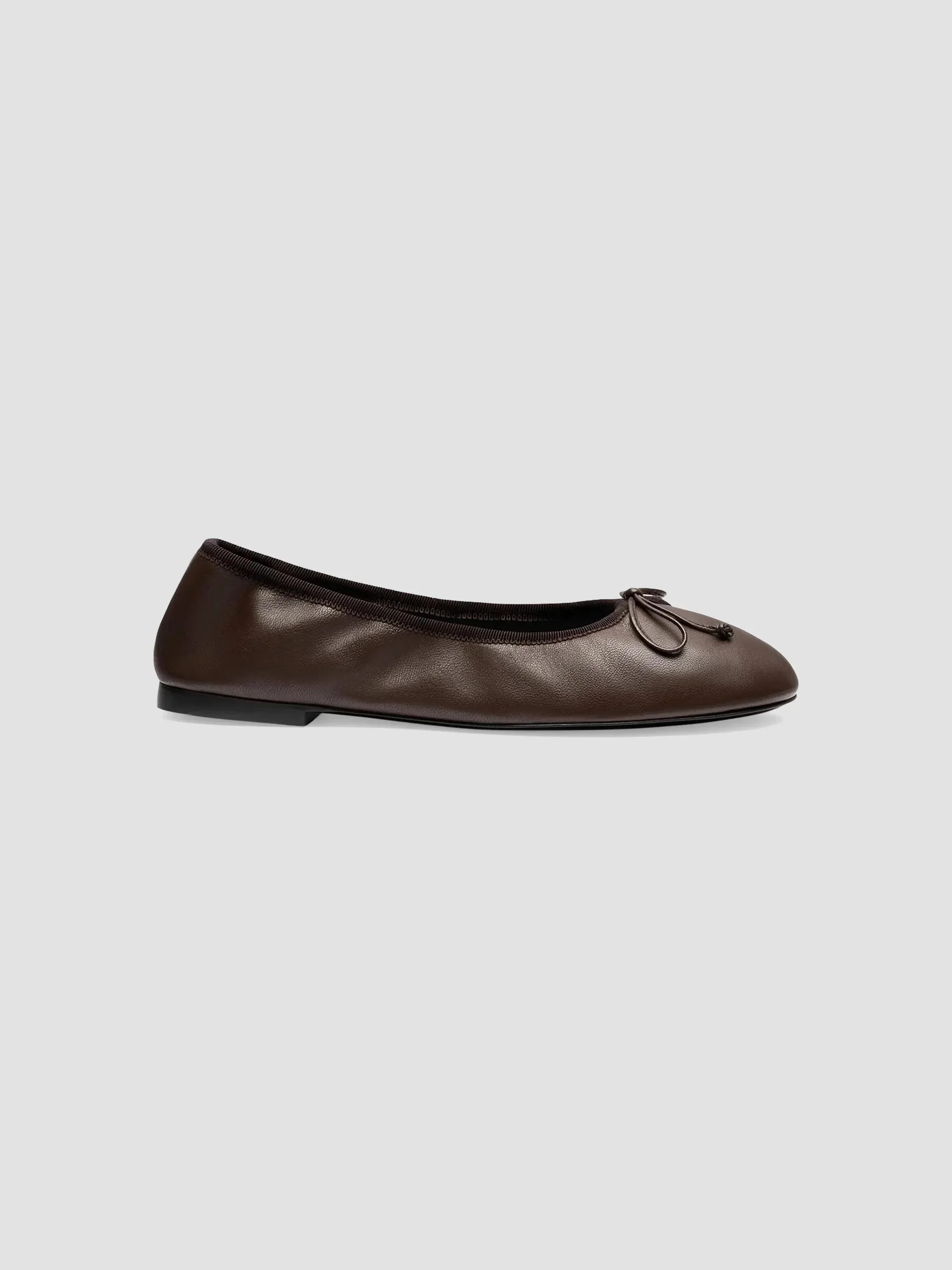 Women's Nia Ruched Leather Ballet Flats - Walnut - 1