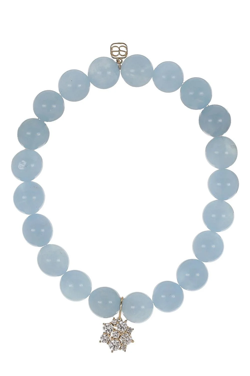 Aquamarine Diamond Disc Beaded Bracelet - 1