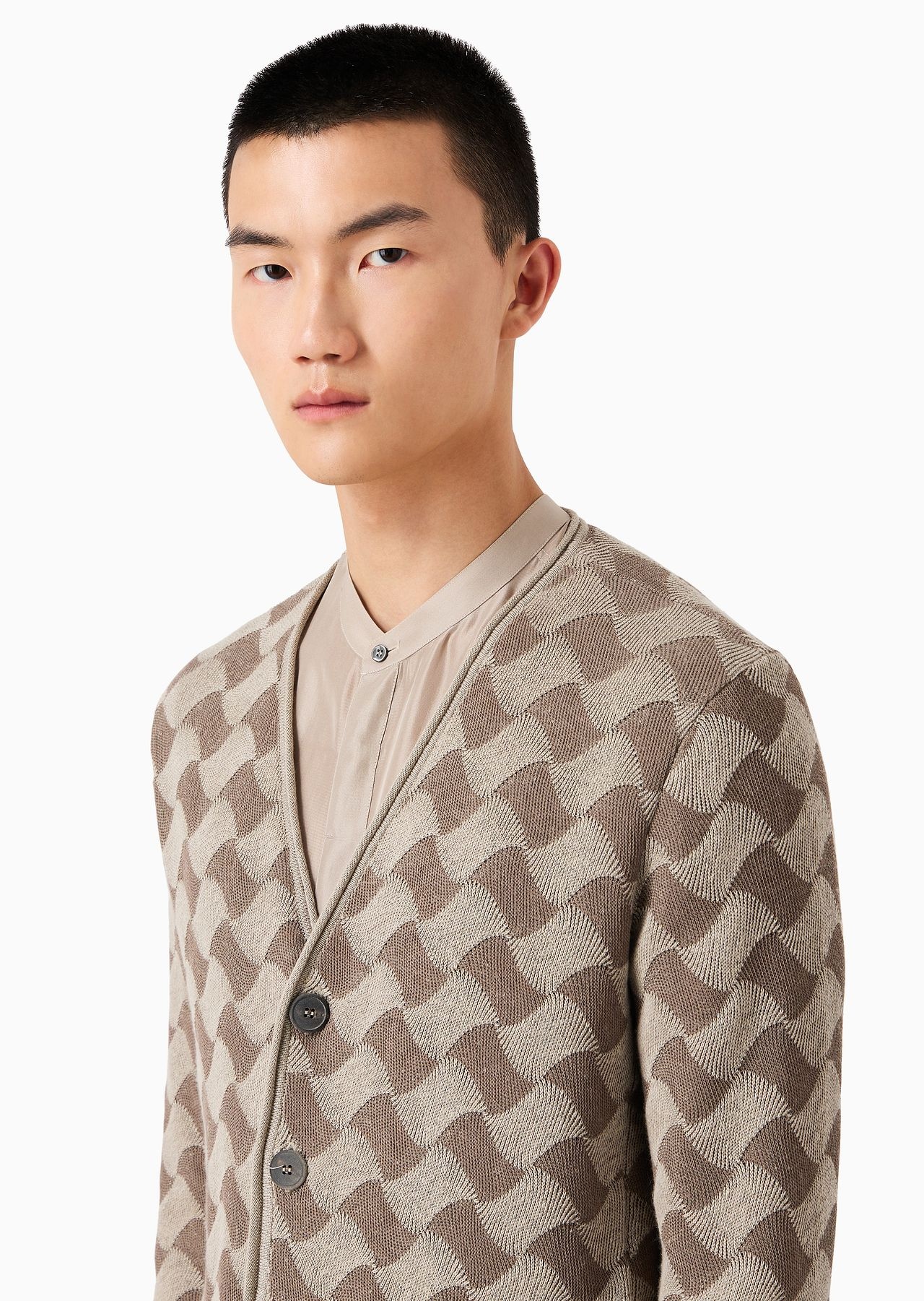 Jacquard cotton, Lyocell and cashmere cardigan - 5