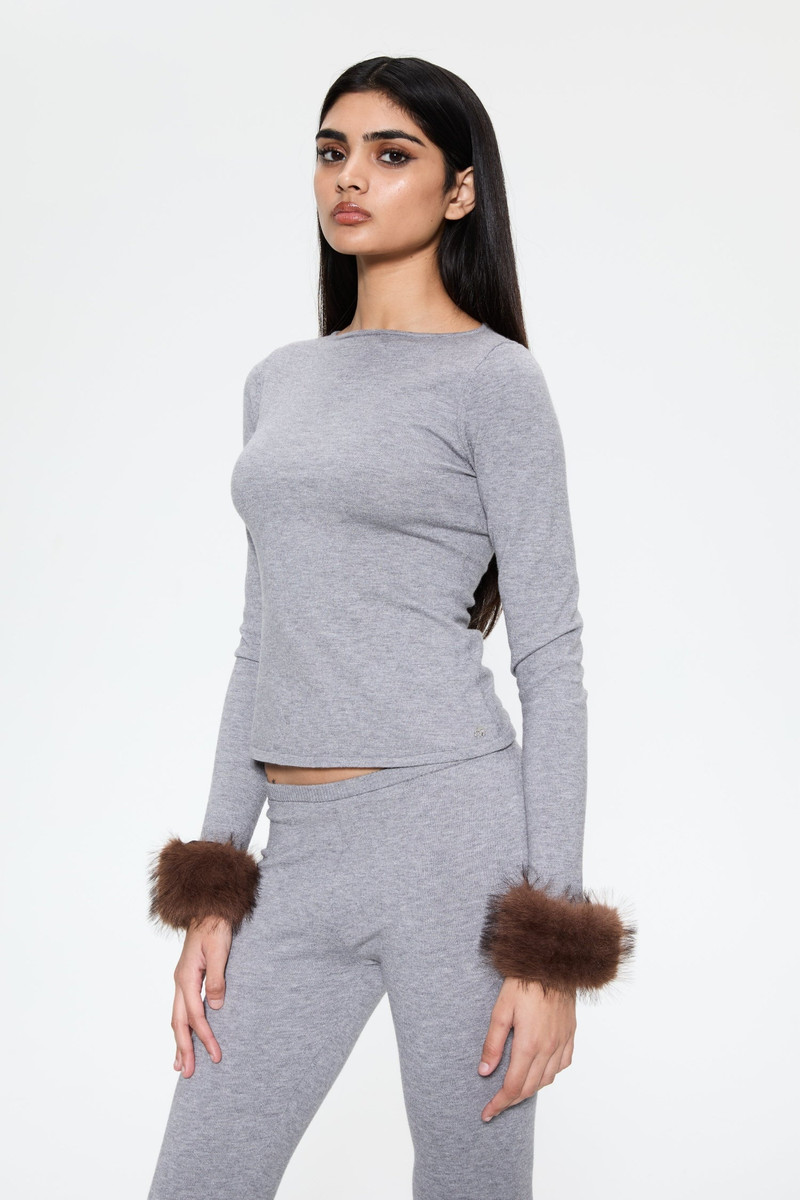 AMELIA TOP - HEATHER GREY 1