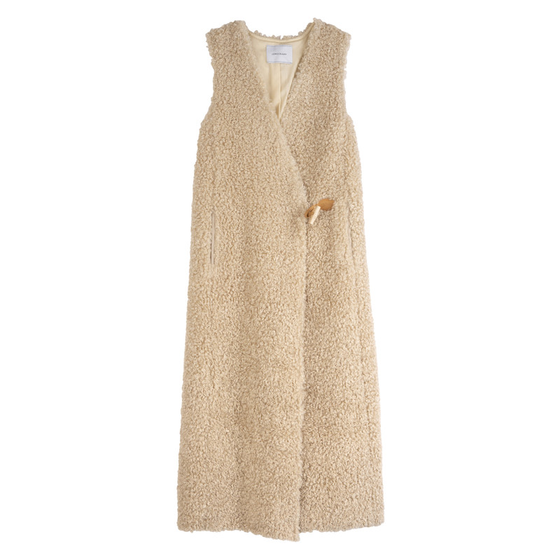 Long cardigan Ecru - Faux fur 1