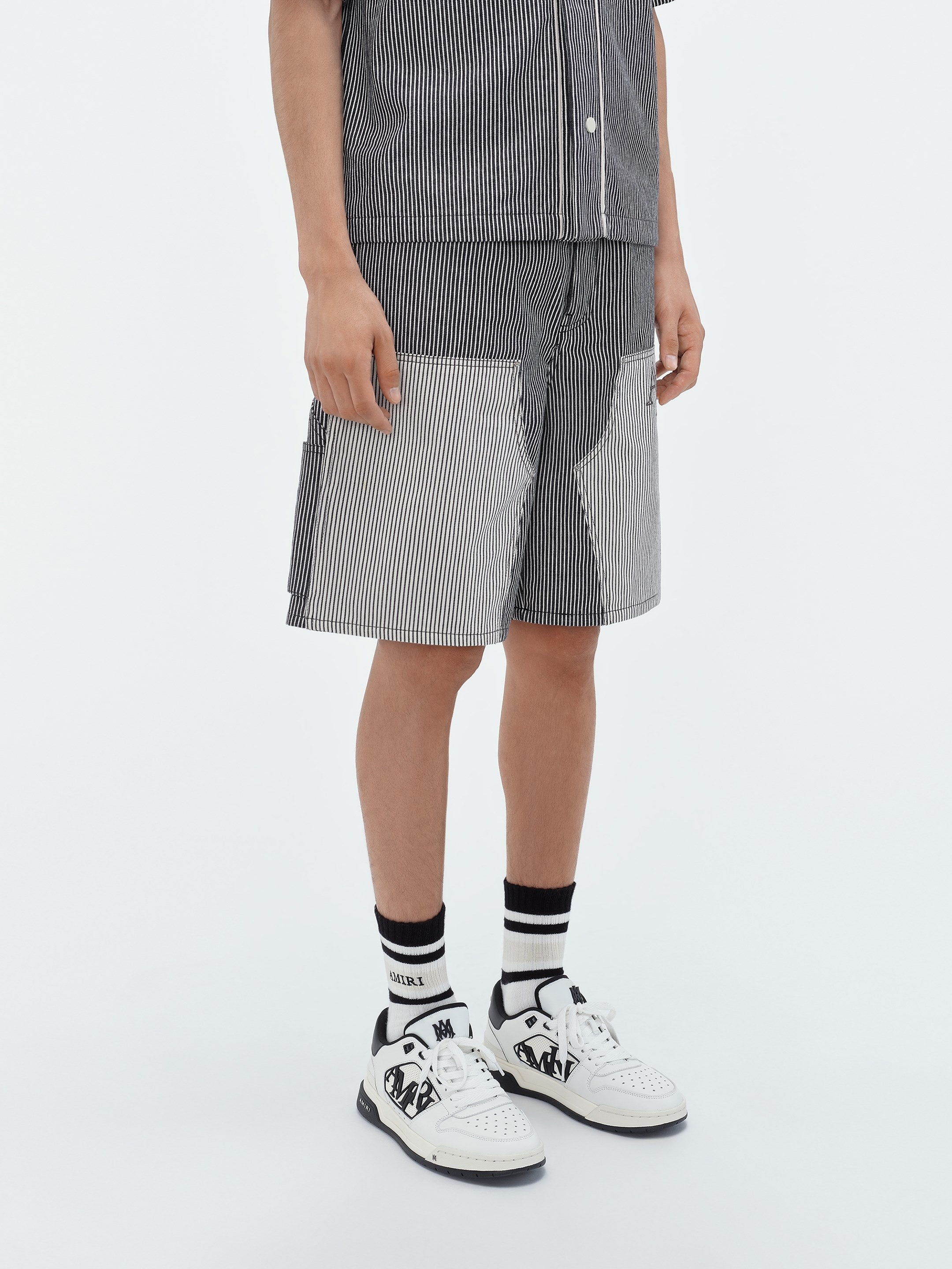 STRIPED DENIM CARPENTER SHORT - 5